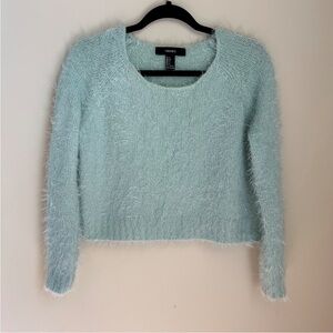 Forever 21 Mint Green Super Soft Pullover Cropped Scoop Neck Knit Sweater Size S